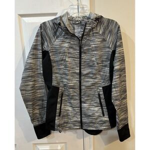 Marmot Women's Sz M Long Sleeve Hooded Jacket Black &‎ White Pockets *Read*